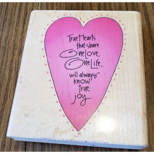 Inkadinkado Large Kathy Davis Valentines Heart One Love Life Rubber Stamp